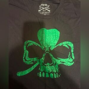 GRUNT STYLE 4XL Black T-Shirt with Green Skull Clover Design